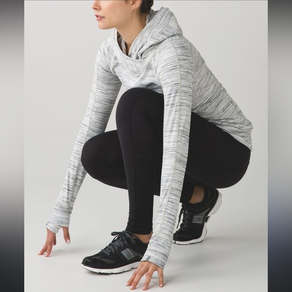 Lululemon Think Fast Hoodie, Size 4, Space Dye Camo White Silver Spoon - Picture 4 of 9
